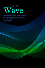 Book, magazine, brochure cover colorful wave design on black background