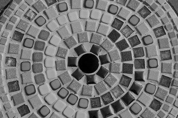 Top view of beautiful spiral mosaic pattern
