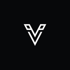 Minimal elegant monogram art logo. Outstanding professional trendy awesome artistic V VV initial based Alphabet icon logo. Premium Business logo White color on black background