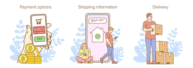 Delivery website banner in flat illustration vector style