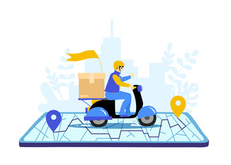 Delivery website banner in flat illustration vector style