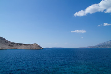 Fototapeta na wymiar Island Pag and Velebit mountain in Croatia. The Adriatic Sea.