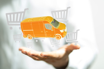 Transport Cardboard boxes, logistics and delivery concept digital  3d.