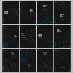 A4 brochure layout of covers design templates for flyer leaflet, A4 format brochure design, report, magazine cover, book design. Hexagonal molecule structure for medical, chemistry, science concepts.