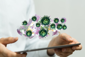 Financial stock graph has down from virus corona outbreak..