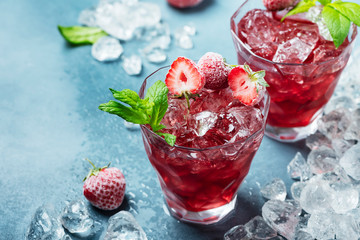 cocktail with frozen strawberry