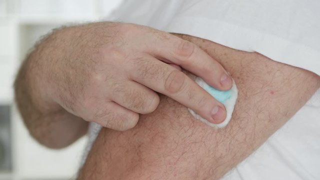 Patient Making in His Arm a Vaccine Against Flu, Grippe or Cold, Treatment for COVID-19 Pandemic