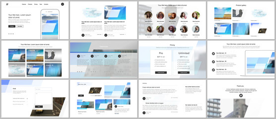 Presentation design vector templates, multipurpose template for presentation slide, flyer, brochure cover design, infographic report. Abstract geometric pattern. Corporate identity business concept.