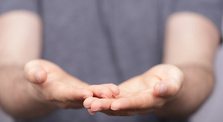a empty hand from a man isolated