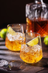 Cuban strong rum with ice and lime