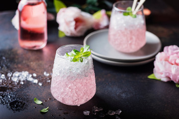 Pink cocktail with mint
