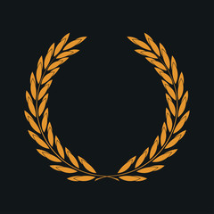 orange laurel wreath icon, sports design - original illustration on black background