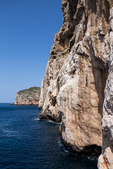 Fototapeta na wymiar Cliffs and island Isola Foradada, Sardinia