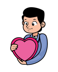 young father with heart character