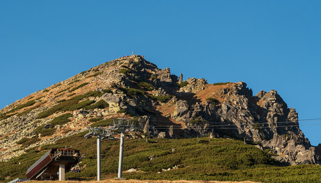 Predne Solisko mountain peak in autumn Vysoke Tatry mountains in Slovakia