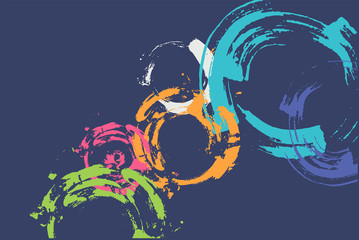 Hand drawn grunge circle. Vector colorful background design