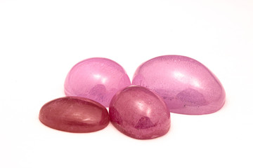 Pink Gemstones on White Background