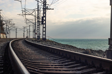 Fototapeta premium Railroad by the sea, path