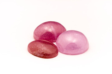 Pink Gemstones on White Background
