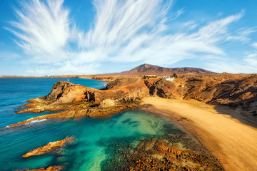 Fototapeta na wymiar Papagayo Beach in Southern Lanzarote, Canary Islands, Spain