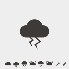 lightning cloud icon vector illustration and symbol for website and graphic design