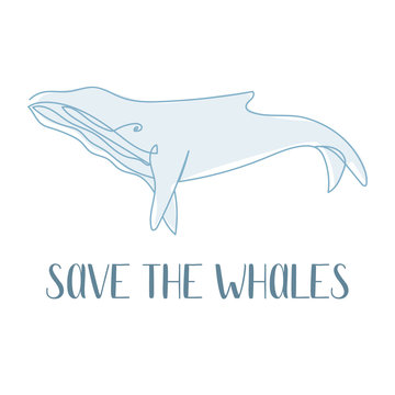 One continuous line whales. World ocean day. Save the whales. Vector line art. Perfect for print, poster, textile, wrapping paper