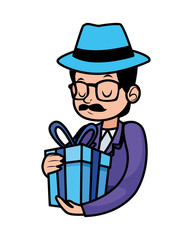 young father with gift character