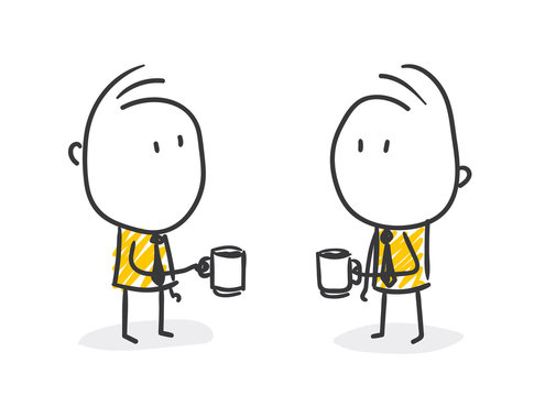 Strichfiguren / Strichm&auml;nnchen: Pause, gelangweilt, Kaffeepause. (Nr. 481)
