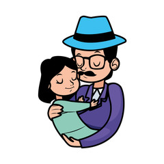 young father with little daughter character