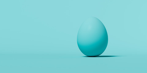 3d rendering, blue egg isolated on blue background, banner, icon, signboard place for text, wallpaper