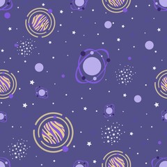 Naklejka premium Abstract space seamless pattern. Cosmos and universe background. 