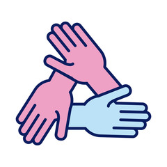 hands human solidarity line and fill style