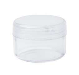 Empty transparent box for face cream isolated