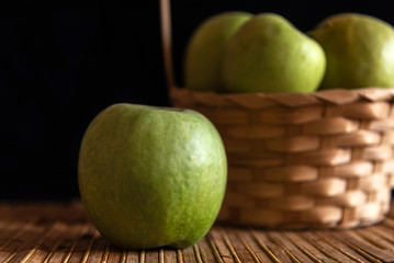 One apple has fallen from the basket.