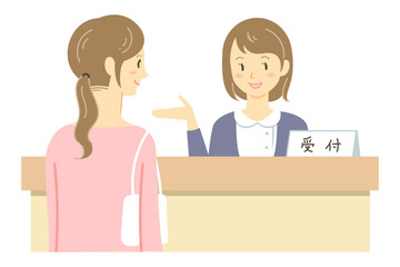 病院の受付をする女性のイラスト（看護師・ナース）