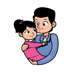 young father with little daughter character