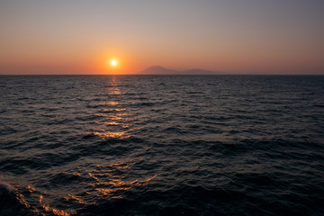Beautiful Mediterranean sunset near the Greek Islands