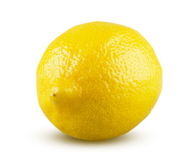 Whole Lemon Isolated, Close Up of Yellow Fresh Fruit on While Background
