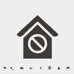 prohibited house icon vector illustration and symbol for website and graphic design