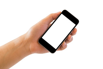 Hand holding the black smartphone