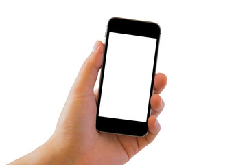 Hand holding the black smartphone