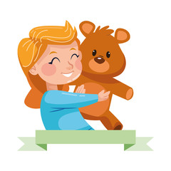cute little girl with bear teddy character