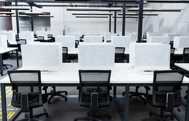 Close up of empty places for workers in co-working