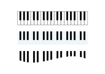 Piano keyboard simple icon set vector. Piano keys curved icon set vector. Piano keyboard musical instrument vector icon. Piano vector isolated on a white background © betka82