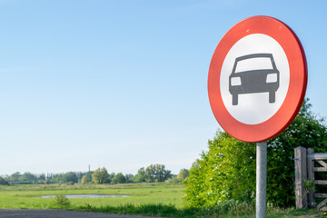 Dutch road sign: no cars