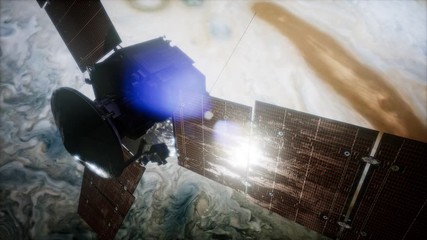 Juno sattelite orbiting Jupiter. Elements of this image furnished by NASA
