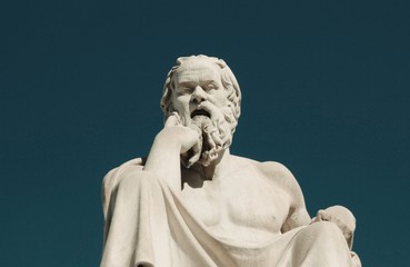 Statue of the ancient Greek philosopher Socrates in Athens, Greece.