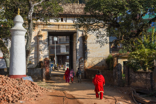 People walking on the old center of Tansen in Nepal
