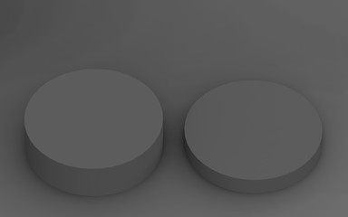 3d gray black cylinder podium minimal studio background. Abstract 3d geometric shape object illustration render. For business product presentation.