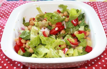 salad with fresh vegetables and chickpeas